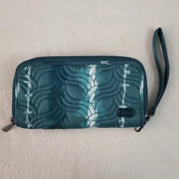 Lug SHIBORI TEAL Splits XL RFID Wristlet Wallet EUC - Picture 1 of 7